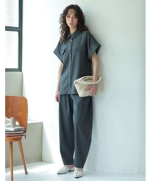 2025 SUMMER COLLECTION]リネンライク金ボタンサファリシャツ（シャツ