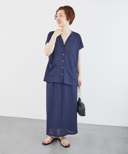 le.coeur blanc（ルクールブラン）の「リネンタッチミラノリブセットアップ（ワンピース・レディース・モカ/ベージュ/ネイビー・38）」の2枚目の写真