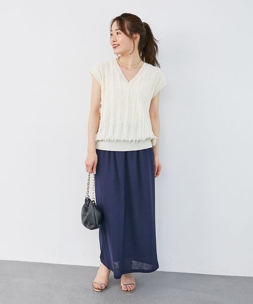 le.coeur blanc（ルクールブラン）の「リネンタッチミラノリブセットアップ（ワンピース・レディース・モカ/ベージュ/ネイビー・38）」の5枚目の写真