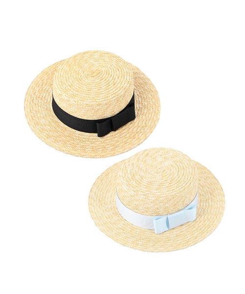 Narcissus(ナルシス)の「ストローハットリボン付き 麦わら帽子(ハット・レディース・ブルー/ブラック・FREE)」の7枚目の写真