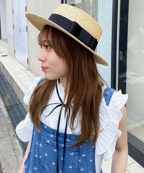 Narcissus(ナルシス)の「ストローハットリボン付き 麦わら帽子(ハット・レディース・ブルー/ブラック・FREE)」の14枚目の写真