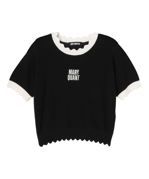 MARY QUANT ブラック ケーブル編みニット 半袖 Mサイズ MARY QUANT（マリークワント）ケーブル編みニットトップス