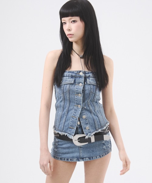 SUKALA リブデニム　セットアップ 週末の楽しみは藍のセットアップ💙💙💙。異なるシルエットの上下