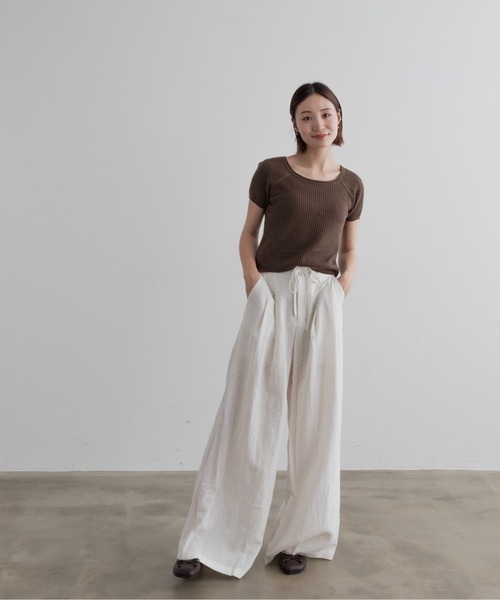 Lunea（ルネア）の「ラウンドネックリブニットトップス（ニット/セーター・レディース・ブラック/ライトグレー/ブラウン/ベージュ/ダークグレー・FREE）」の4枚目の写真