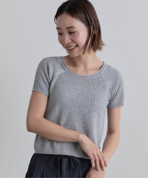 Lunea（ルネア）の「ラウンドネックリブニットトップス（ニット/セーター・レディース・ブラック/ライトグレー/ブラウン/ベージュ/ダークグレー・FREE）」の2枚目の写真