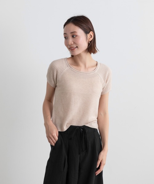 Lunea（ルネア）の「ラウンドネックリブニットトップス（ニット/セーター・レディース・ブラック/ライトグレー/ブラウン/ベージュ/ダークグレー・FREE）」の14枚目の写真