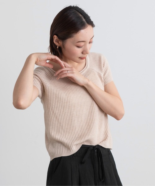 Lunea（ルネア）の「ラウンドネックリブニットトップス（ニット/セーター・レディース・ブラック/ライトグレー/ブラウン/ベージュ/ダークグレー・FREE）」の12枚目の写真