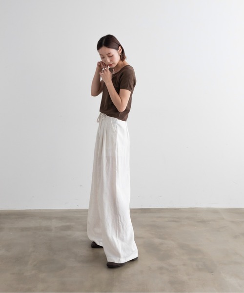 Lunea（ルネア）の「ラウンドネックリブニットトップス（ニット/セーター・レディース・ブラック/ライトグレー/ブラウン/ベージュ/ダークグレー・FREE）」の22枚目の写真