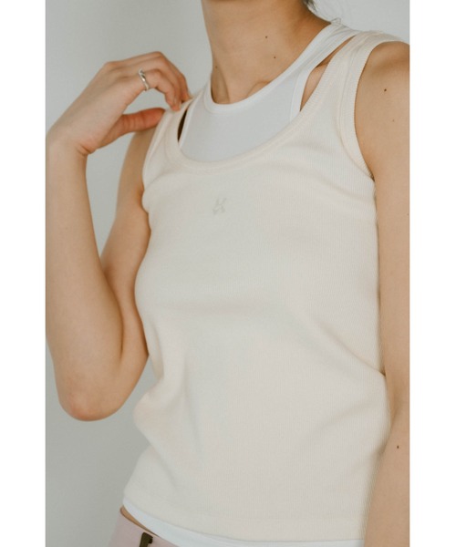 タンクトップ ノースリーブ Knuth Marf 2piece layered logo tank top レディース 2piece layered logo tank top/3color | KNUTH MARF