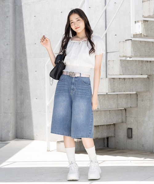 repipi armario（レピピ アルマリオ）の「Looseハーフパンツ（デニムパンツ・キッズ・ブラック/ブルー系その他/ブルー・SMALL/MEDIUM/LARGE）」の12枚目の写真