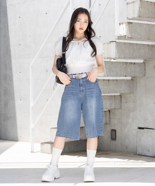 repipi armario（レピピ アルマリオ）の「Looseハーフパンツ（デニムパンツ・キッズ・ブラック/ブルー系その他/ブルー・SMALL/MEDIUM/LARGE）」の13枚目の写真