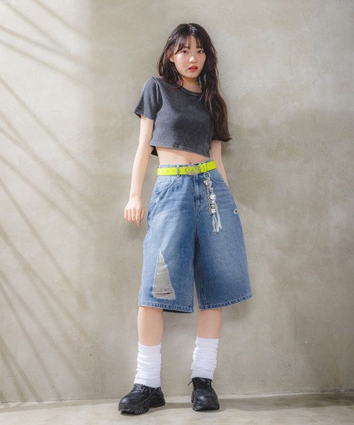 repipi armario（レピピ アルマリオ）の「Looseハーフパンツ（デニムパンツ・キッズ・ブラック/ブルー系その他/ブルー・SMALL/MEDIUM/LARGE）」の19枚目の写真