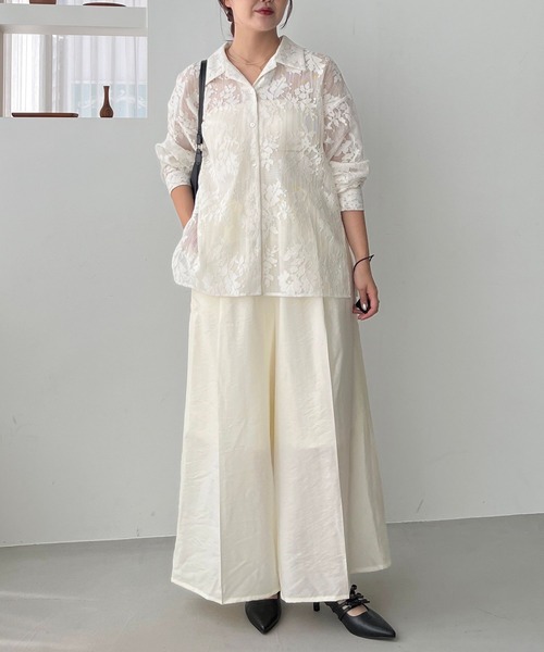 mysty woman(ミスティウーマン)の「シアーギャザーイージーパンツ 574565(その他パンツ・レディース・グレイッシュベージュ/ブラック/オフホワイト・FREE)」の4枚目の写真