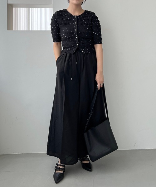 mysty woman(ミスティウーマン)の「シアーギャザーイージーパンツ 574565(その他パンツ・レディース・グレイッシュベージュ/ブラック/オフホワイト・FREE)」の10枚目の写真