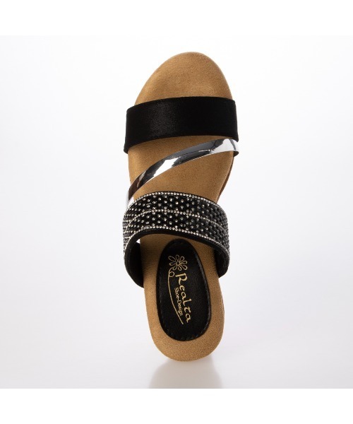 Realta（レアルタ）の「Realta(レアルタ)7.5cmウェッジソールキラキラビジューミュールサンダル（サンダル・レディース・ゴールド/ホワイト/ブラック・M/L/S/LL）」の17枚目の写真