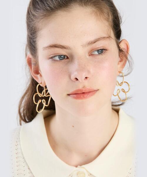agnes b ロゴ フラワー ピアス 純銀 キュート 210.jpg