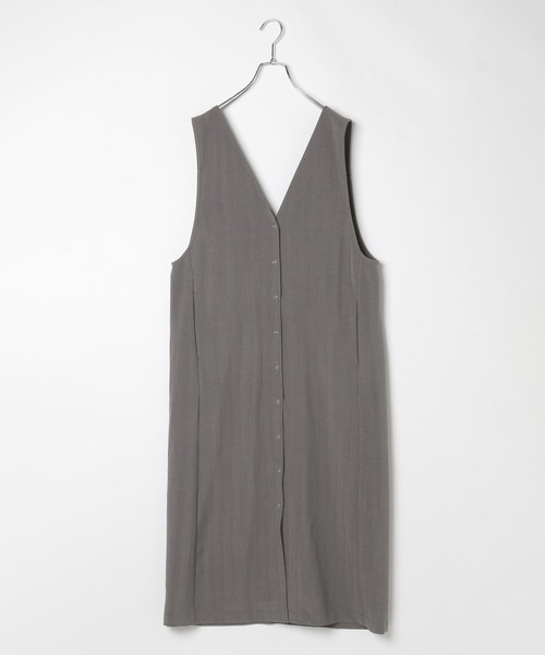 BAYFLOW(ベイフロー)の「リネンライクジレワンピース(ワンピース・レディース・チャコール/ベージュ・FREE)」の13枚目の写真