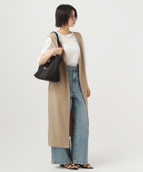 BAYFLOW(ベイフロー)の「リネンライクジレワンピース(ワンピース・レディース・チャコール/ベージュ・FREE)」の14枚目の写真