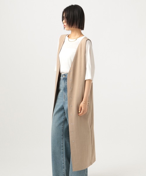 BAYFLOW(ベイフロー)の「リネンライクジレワンピース(ワンピース・レディース・チャコール/ベージュ・FREE)」の15枚目の写真