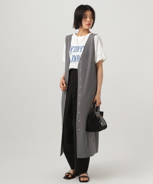 BAYFLOW(ベイフロー)の「リネンライクジレワンピース(ワンピース・レディース・チャコール/ベージュ・FREE)」の18枚目の写真