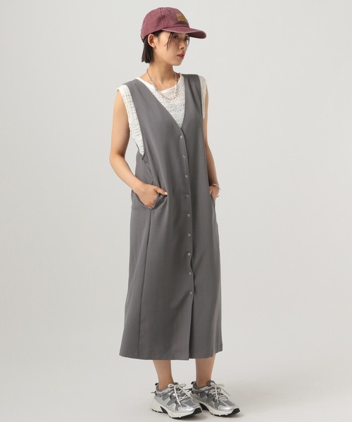 BAYFLOW(ベイフロー)の「リネンライクジレワンピース(ワンピース・レディース・チャコール/ベージュ・FREE)」の20枚目の写真