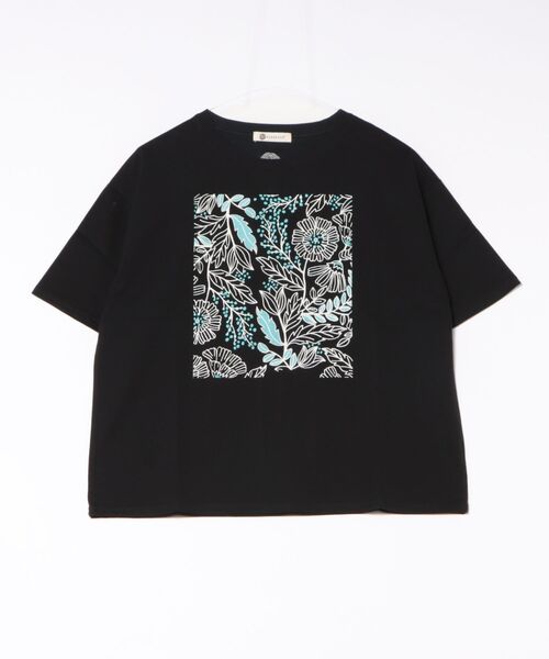 BARNDOOR(バーンドア)の「(BD)【BARNDOOR】ボタニカル プリント Tシャツ(Tシャツ/カットソー・レディース・ブラック系2/ホワイト系2/ネイビー系1/ホワイト系1・FREE)」の3枚目の写真