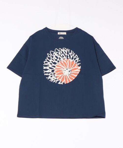 BARNDOOR(バーンドア)の「(BD)【BARNDOOR】ボタニカル プリント Tシャツ(Tシャツ/カットソー・レディース・ブラック系2/ホワイト系2/ネイビー系1/ホワイト系1・FREE)」の4枚目の写真