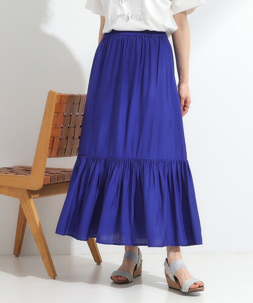 DRESKIP(ドレスキップ)の「麻調ティアードスカート(スカート・レディース・ブラック/オレンジ/ブルー系その他/ダークブラウン・00)」の3枚目の写真