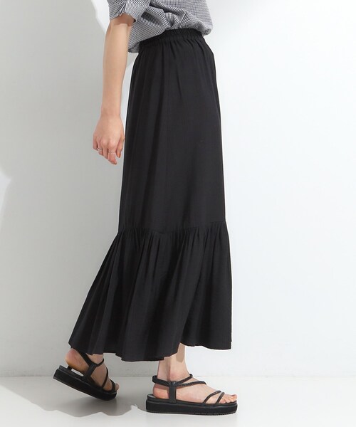 DRESKIP(ドレスキップ)の「麻調ティアードスカート(スカート・レディース・ブラック/オレンジ/ブルー系その他/ダークブラウン・00)」の6枚目の写真