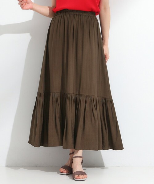 DRESKIP(ドレスキップ)の「麻調ティアードスカート(スカート・レディース・ブラック/オレンジ/ブルー系その他/ダークブラウン・00)」の9枚目の写真