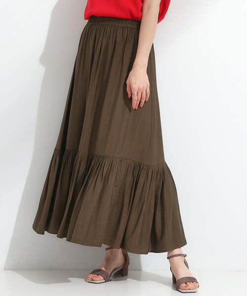 DRESKIP(ドレスキップ)の「麻調ティアードスカート(スカート・レディース・ブラック/オレンジ/ブルー系その他/ダークブラウン・00)」の10枚目の写真