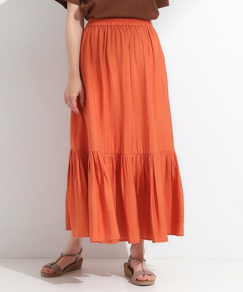 DRESKIP(ドレスキップ)の「麻調ティアードスカート(スカート・レディース・ブラック/オレンジ/ブルー系その他/ダークブラウン・00)」の13枚目の写真