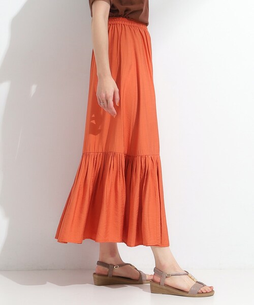 DRESKIP(ドレスキップ)の「麻調ティアードスカート(スカート・レディース・ブラック/オレンジ/ブルー系その他/ダークブラウン・00)」の14枚目の写真