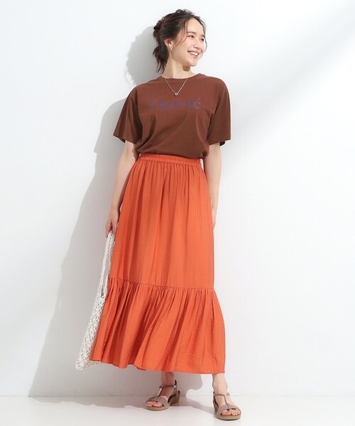 DRESKIP(ドレスキップ)の「麻調ティアードスカート(スカート・レディース・ブラック/オレンジ/ブルー系その他/ダークブラウン・00)」の15枚目の写真