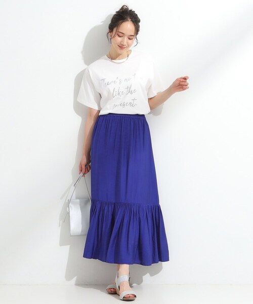 DRESKIP(ドレスキップ)の「麻調ティアードスカート(スカート・レディース・ブラック/オレンジ/ブルー系その他/ダークブラウン・00)」の19枚目の写真