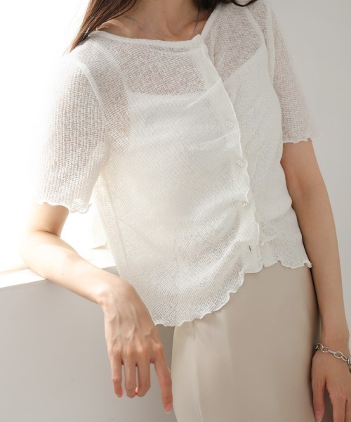 Bab(バブ)の「ウェーブデザイン半袖カットソー(Tシャツ/カットソー・レディース・ブルー/オフホワイト/ブラウン・FREE)」の5枚目の写真