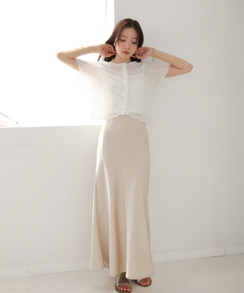 Bab(バブ)の「ウェーブデザイン半袖カットソー(Tシャツ/カットソー・レディース・ブルー/オフホワイト/ブラウン・FREE)」の6枚目の写真
