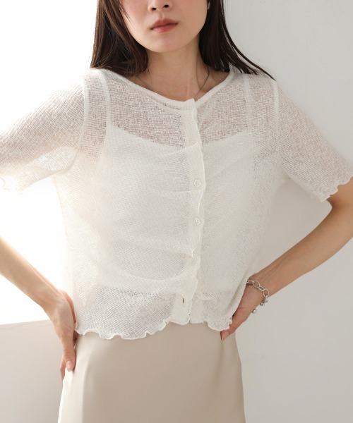 Bab(バブ)の「ウェーブデザイン半袖カットソー(Tシャツ/カットソー・レディース・ブルー/オフホワイト/ブラウン・FREE)」の10枚目の写真