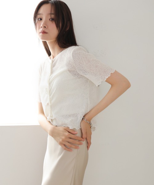 Bab(バブ)の「ウェーブデザイン半袖カットソー(Tシャツ/カットソー・レディース・ブルー/オフホワイト/ブラウン・FREE)」の11枚目の写真