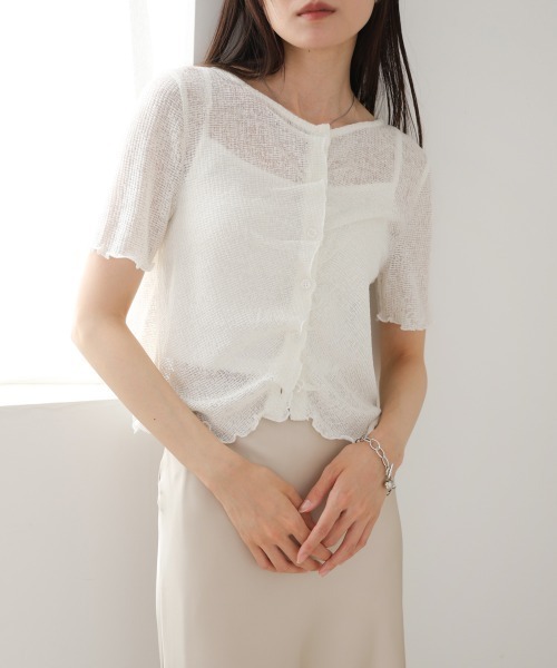 Bab(バブ)の「ウェーブデザイン半袖カットソー(Tシャツ/カットソー・レディース・ブルー/オフホワイト/ブラウン・FREE)」の12枚目の写真
