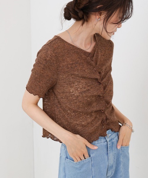 Bab(バブ)の「ウェーブデザイン半袖カットソー(Tシャツ/カットソー・レディース・ブルー/オフホワイト/ブラウン・FREE)」の22枚目の写真