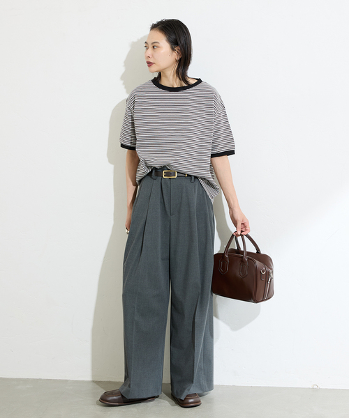 STAR&STRIPE（スターアンドストライプ）の「【STAR＆STRIPE】マルチボーダーリンガーT（Tシャツ/カットソー・レディース・ブルー/カーキ/ブラウン/ピンク・X-LARGE）」の5枚目の写真