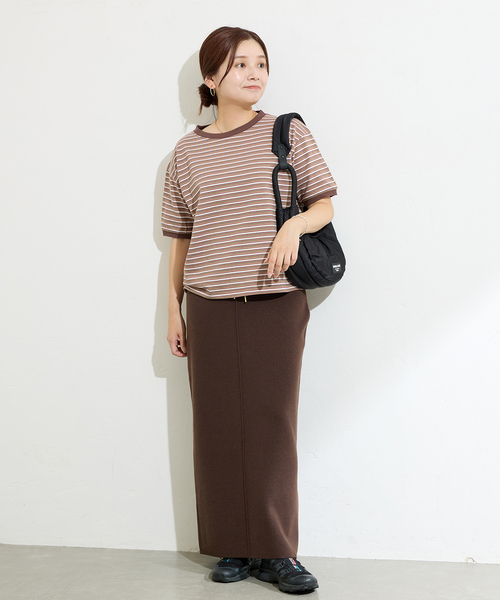 STAR&STRIPE（スターアンドストライプ）の「【STAR＆STRIPE】マルチボーダーリンガーT（Tシャツ/カットソー・レディース・ブルー/カーキ/ブラウン/ピンク・X-LARGE）」の8枚目の写真