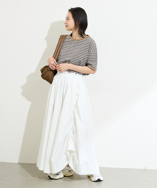 STAR&STRIPE（スターアンドストライプ）の「【STAR＆STRIPE】マルチボーダーリンガーT（Tシャツ/カットソー・レディース・ブルー/カーキ/ブラウン/ピンク・X-LARGE）」の12枚目の写真