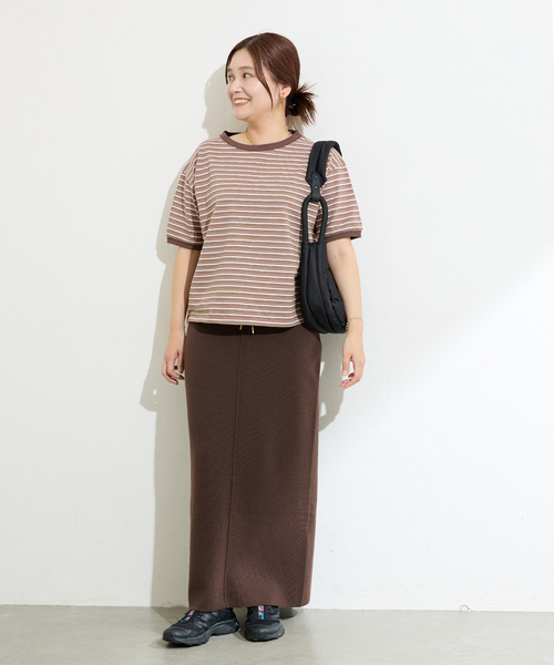 STAR&STRIPE（スターアンドストライプ）の「【STAR＆STRIPE】マルチボーダーリンガーT（Tシャツ/カットソー・レディース・ブルー/カーキ/ブラウン/ピンク・X-LARGE）」の17枚目の写真