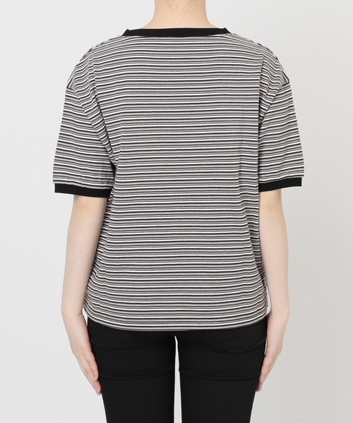 STAR&STRIPE（スターアンドストライプ）の「【STAR＆STRIPE】マルチボーダーリンガーT（Tシャツ/カットソー・レディース・ブルー/カーキ/ブラウン/ピンク・X-LARGE）」の22枚目の写真