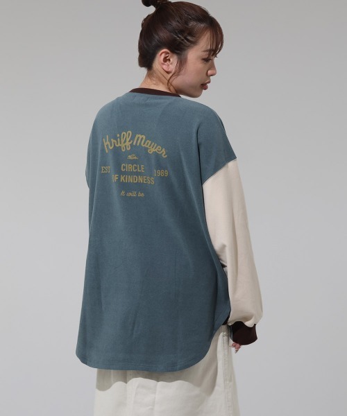 KRIFF MAYER Lady's Collection（クリフメイヤーレディースコレクション）の「【伸縮性･ストレッチ】もちのびゆるT（Tシャツ/カットソー・レディース・ダークブルー/ダークブラウン/ブラック/カラフル/ナチュラル/その他5/グレー/レッド・LARGE/MEDIUM）」の12枚目の写真