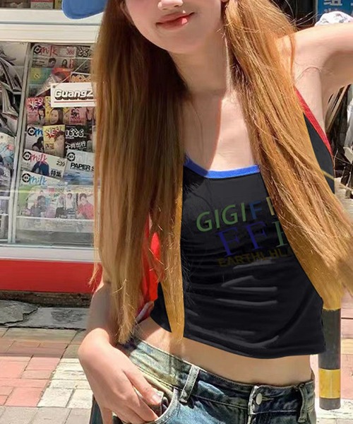 HALEY PESCA(ヘーリーペスカ)の「HALEY PESCA/【カップ付き】Y2K カラフルロゴタンクトップ(タンクトップ・レディース・ホワイト/ブラック/イエロー・FREE)」の3枚目の写真