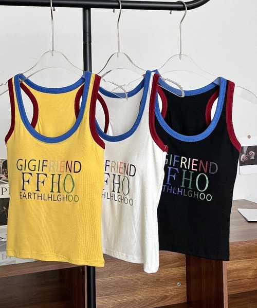 HALEY PESCA(ヘーリーペスカ)の「HALEY PESCA/【カップ付き】Y2K カラフルロゴタンクトップ(タンクトップ・レディース・ホワイト/ブラック/イエロー・FREE)」の10枚目の写真