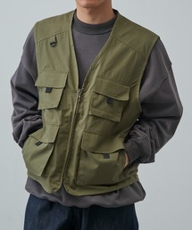 MAGASIN DE MODE Brew（マガジンデモードブリュー）の「【MAGASIN DE MODE Brew】T/Cポプリンメッシュ切替　多ポケットベスト RMS-52301 MES　フィッシングベスト　テックベスト（ベスト）」